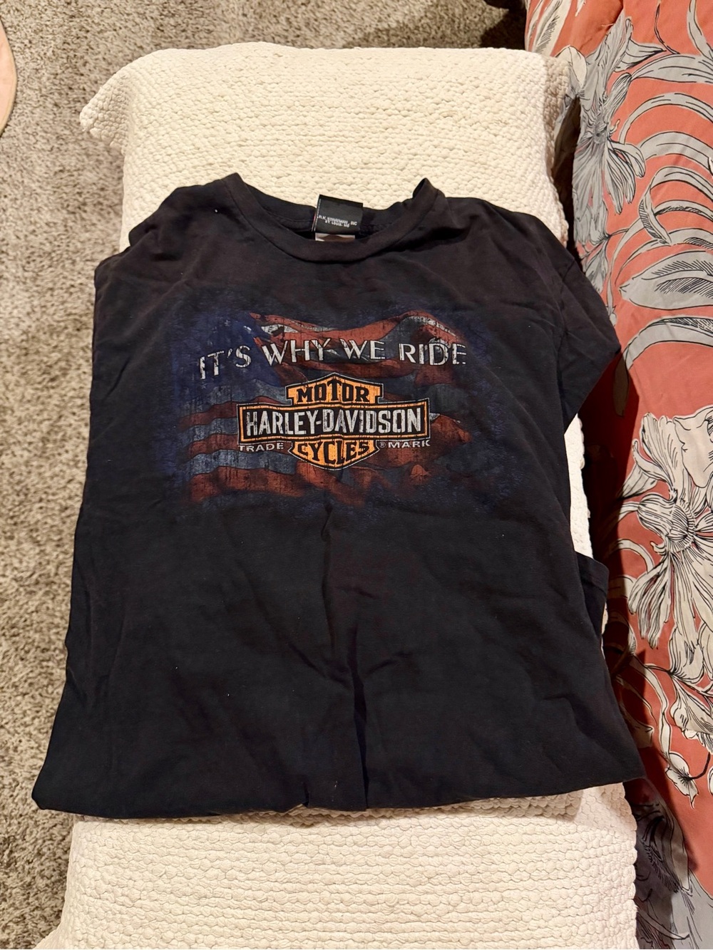 Harley-Davidson Black Short Sleeve Tee with Orange & White Logo